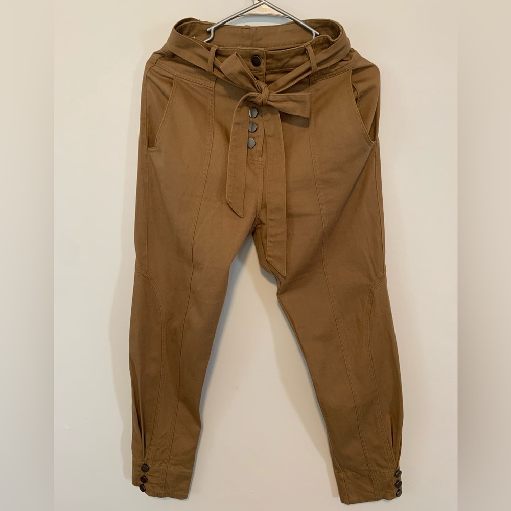 Blu Pepper high waist khaki pants bow tie